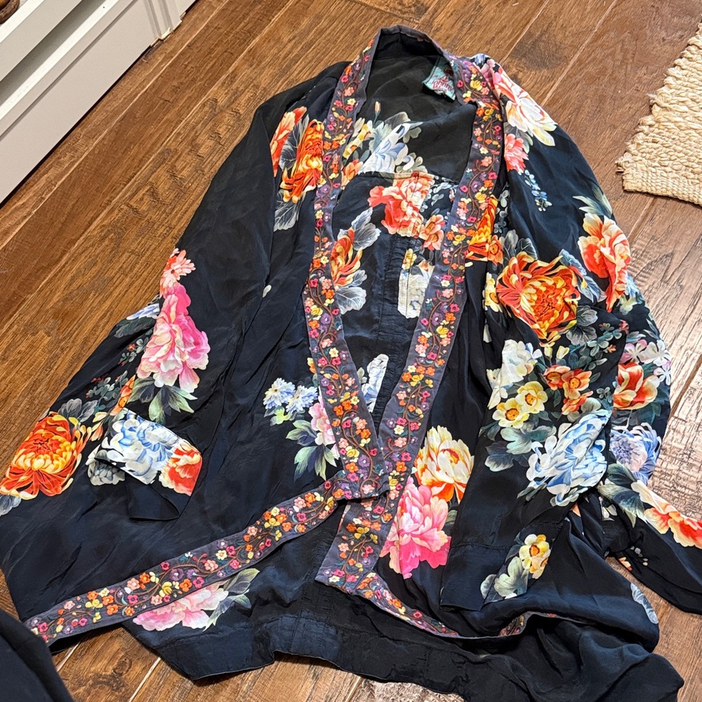 Johnny Was Black Floral Kimono